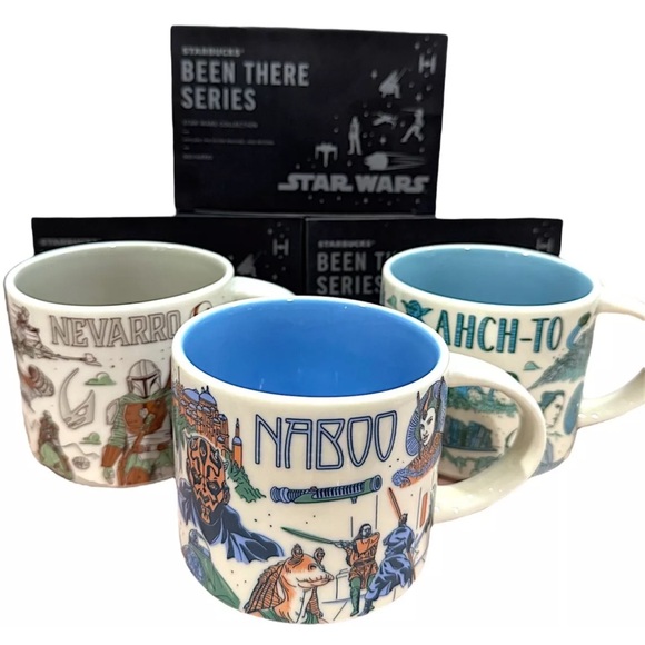 Star Wars Disney Starbucks Naboo Nevarro Ahch-To been there set of 3 mugs